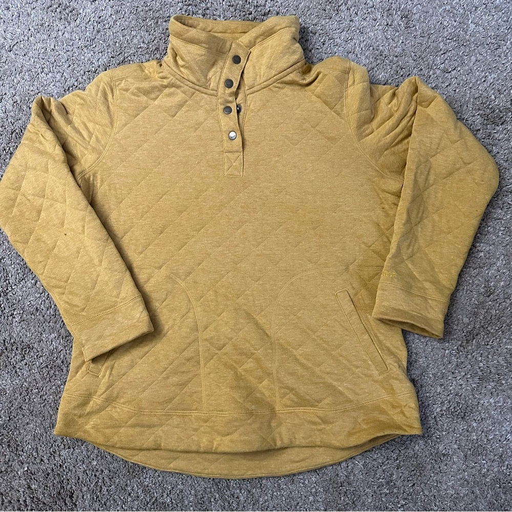 Marmot Women’s L Roice Pullover Sweater Diamond Quilted Yellow Gold.